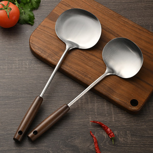 Stainless Steel Soup Ladle With Wooden Handle Long Spoon For Cooking Kitchen Utensil - Product Image 2