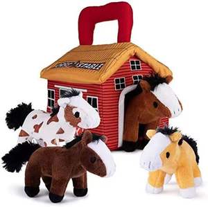 Ensemble de jouets en <span class=keywords><strong>peluche</strong></span> super doux interactifs et parlants à succès, comprend 4 porte-chevaux mignons pour les tout-petits et les bébés, durable - Product Image 1