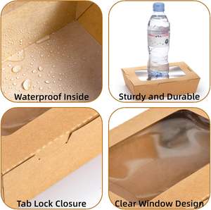 Contenedores de Alimentos Kraft para Llevar con Ventana de Papel, Cajas de Pastelería para Catering, <span class=keywords><strong>Caja</strong></span> de Cartón Desechable para Almuerzo - Product Image 4
