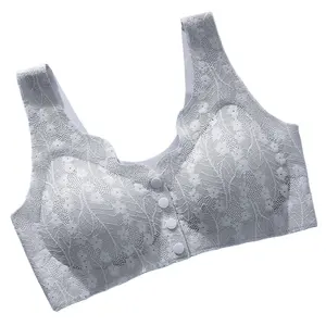 2024 Nylon material coverage supplier wireless bra for women Embroidery Supportive Sporty Nursing Bra Up Way Open