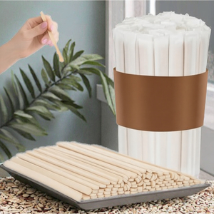 MAQIHAN 250PCS Agitateurs à café en bois beige, solides, modernes, emballés individuellement, 5,5 pouces, biodégradables, jetables, pour le bureau, la maison, le café - Product Image 3