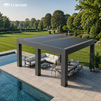 Vielseitige Bioklimatische Motorisierte Pergola mit Integrierter LED-Beleuchtung, Hurrikan-Resistent, Wasserdichtes Lamellendach für Balkon und Hinterhof