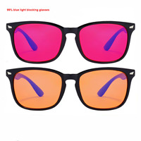 Lunettes de soleil unisexes anti-lumière bleue, monture noire en PC, verres jaunes, rouges, oranges, logo personnalisé en gros, lunettes de créateur