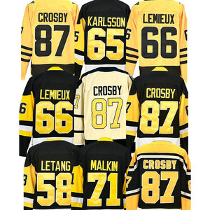 Nouveau maillot de hockey sur glace 2026 avec surpiqûres 87 Sidney-Crosby 71 Evgeni Malkin 58 Kris Letang 65 Erik <span class=keywords><strong>Karlsson</strong></span> 66 Lemieux - Product Image 2
