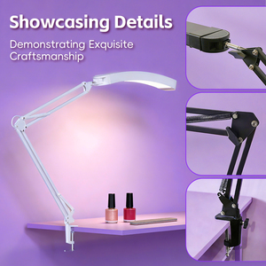 UV <b>Nail</b> Art Specialized Adjustable Long-arm <b>Nail</b> Salon <b>Desk</b> Lamp with Metal Construction for Home Use - Product Image 4