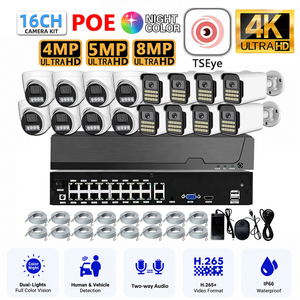 TSEye 16CH 4K 8MP POE NVR Kit IP66 Dome Bullet Security Camera Two Way Audio Full Color CCTV <b>Monitoring</b> Surveillance System - Product Image 1