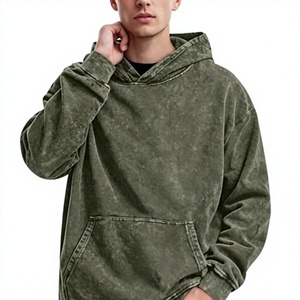 Sweat-shirt à capuche épais en molleton thermique pour homme, personnalisé avec logo OEM, tricoté uni, style vintage délavé à l'acide, 100 % coton - Product Image 6