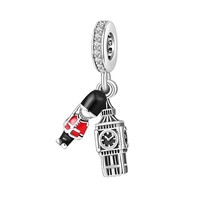 Pendentif Big Ben style britannique, perle en tungstène plaqué argent, accessoire DIY, article d'exportation populaire (TK) – Design original