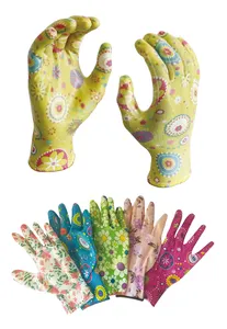 Фабричные Цветочные нейлоновые перчатки из полиэстера с цветочным принтом, оптовая продажа, рабочие перчатки на заказ
