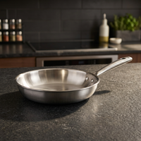 Poêle à frire en acier inoxydable 304 de 24 cm avec couvercle en verre, épaisseur renforcée, compatible induction, ustensile de cuisine pour la cuisson