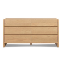 Commode minimaliste en chêne naturel à 6 tiroirs, commode large à taille personnalisable, buffet de chambre de luxe Japandi à glissières silencieuses