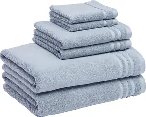 五星级酒店毛巾白色定制标志浴室亚麻100% 棉面手浴酒店毛巾套装