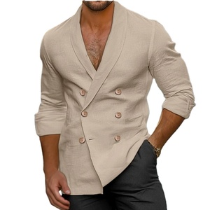À la mode hommes transfrontalier printemps 2025 à manches longues solide <span class=keywords><strong>col</strong></span> châle bouton tenue décontractée <span class=keywords><strong>chemise</strong></span> - Product Image 6
