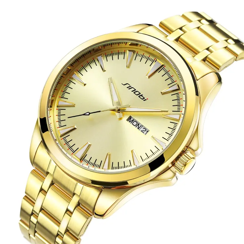 SINOBI High Quality Watches Men Wrist luxury Stainless Steel Complete Calendar Automatic Waterproof Men's Watches Wholesale