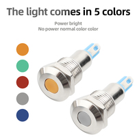 Luz indicadora de Metal de 10mm, lámparas indicadoras LED amarillas impermeables, luces de tablero precableadas para barco de coche