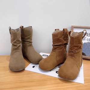 <b>Girls</b> <b>Boots</b> Children's Retro Lazy Style Stacked <b>Boots</b> Suede Western Round Toe Size 23-36 <b>Cowboy</b> <b>Boot</b> - Product Image 2
