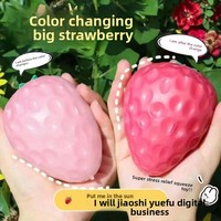 Nouvel Arrivage – Jouet Anti-Stress Grande Fraise à Presser, Changeant de Couleur à la Lumière, Gadget Créatif de Simulation et de Décompression