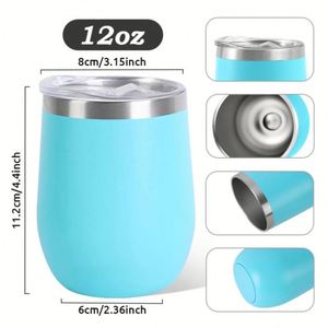 Gobelet isotherme à double paroi en forme d'œuf avec logo personnalisé, mugs en verre avec couvercle, 12 oz, gobelet à vin en acier inoxydable - Product Image 2