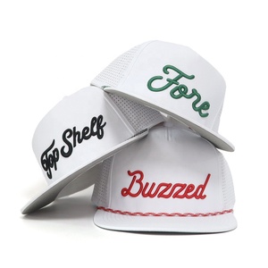 Gorra <span class=keywords><strong>de</strong></span> Golf para Hombre, Personalizada, Blanca, <span class=keywords><strong>de</strong></span> 5 Paneles, con Logotipo Bordado, Perforaciones Cortadas con Láser, Visera Plana, Secado Rápido, Cierre a Presión, Venta al Por Mayor - Product Image 4