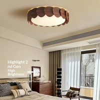 Plafonnier moderne en bois de noyer à grain de bois, protection oculaire, cadre en fer, abat-jour en acrylique, LED haute luminosité CRI 95, garantie 3 ans pour chambre à coucher