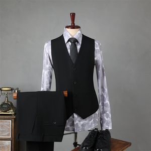 Vestido DE BODA formal de negocios para hombre de estilo británico y coreano Traje Delgado informal para <span class=keywords><strong>novio</strong></span> con frente plano de longitud larga - Product Image 4