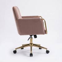 Chaise de bureau ergonomique pivotante en tissu personnalisable DM avec accoudoirs en métal doré, réglable en hauteur, pour la maison, le salon et la salle à manger