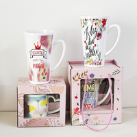 Tasse à café latte haute en céramique pour la Fête des Mères, avec boîte cadeau et impression 'Feliz Día de la Madre' en espagnol, vente en gros en unité de base