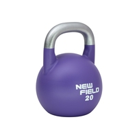 Kettlebell de compétition avec logo personnalisé, sablage, poignée en acier chromé décorative, soudée, revêtement en poudre lisse