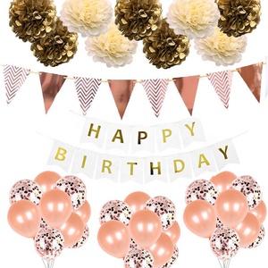 <span class=keywords><strong>Amazon</strong></span> fête d'anniversaire fournitures de décoration de boule de fleur de papier fanion joyeux anniversaire décoration de fête ensemble - Product Image 3