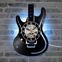 Lampe murale lumineuse LED Illusion veilleuse télécommande 12 pouces guitare disque vinyle conception horloge murale horloge décorative