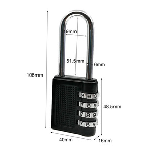 Combination <b>Pad</b> <b>Lock</b> 4 Digit 106mm Long Beam Black Zinc Alloy Gym Locker Security <b>Lock</b> 17B L - Product Image 1