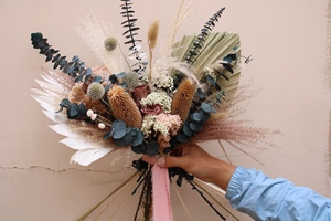 Produit en vogue, queue de lapin de rose conservée, bouquet de <span class=keywords><strong>fleurs</strong></span> séchées d'eucalyptus en cuivre - Product Image 3