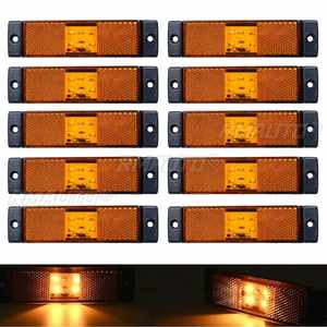 Lot de 10 lampes réflectrices LED 12V/24V, feux latéraux extérieurs pour camions, remorques, bus, poids lourds, feux latéraux ambre - Product Image 1