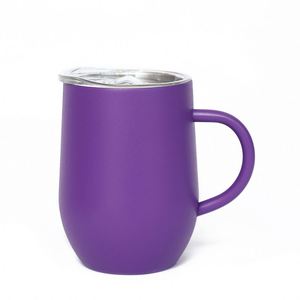 12Oz Customized Logo <b>Double</b> <b>Wall</b> Stainless Steel Wine Tumbler Insulated Coffee <b>Mug</b> Egg Shape Travel Print Cup With Handle - Product Image 2