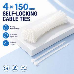 3.6x150mm Nylon Cable Ties 40LBS Tensile Strength PA66 Self-locking <strong>Zip</strong> Ties 6 Inch <strong>Fasteners</strong> for Industrial Wiring - Product Image 1