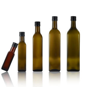 Bouteille en verre vide carrée vert antique Marasca Dorica pour huile d'olive de cuisson, 100 ml, 250 ml, 500 ml, 750 ml, 1 L - Product Image 3