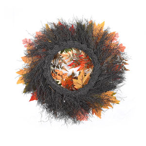 Wholesale Customized 20inch Home Decor Door Hanging <b>Autumn</b> Fall Chrysanthemum Leaf Pinecone <b>Wreath</b> - Product Image 2