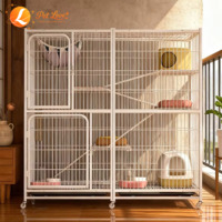 Cage de Luxe Renforcée et Cryptée en Métal Multi-couches pour Animaux de Compagnie avec Hamac et Roues, Ferme à Boutons, Enclos pour Chat, Cage d'Élevage
