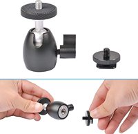 Fotografía 360 Giratorio Mini Ball Head 1/4 "Rosca con Adaptador de Zapata para Cámara, Luz LED, Monitor, Video y Videocámaras