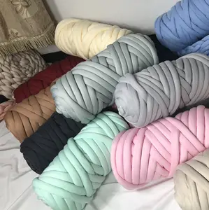 Bán Buôn Crochet Bé Khổng Lồ Tay Đan Ống Pha Trộn Melange Siêu Chunky Khổng Lồ Liền Mạch Polyester Điền Core Spun Sợi