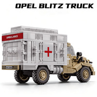 Bloques de Construcción de Camión Opel Blitz Militar de la Segunda Guerra Mundial, Plástico ABS, Modelo de Ensamblaje DIY, Juguete Educativo de Construcción