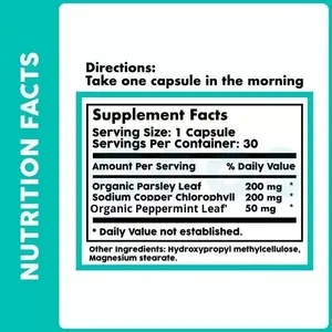 Capsules de chlorophylle à succès, complément déodorant pour tout le corps avec une meilleure densité osseuse, 30 capsules par flacon - Product Image 2