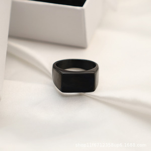 Geometric <b>Ring</b> Black Unisex <b>Titanium</b> Steel Minimalist Jewelry Gift - Product Image 5