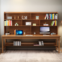 Bureau d'étude moderne en bois massif avec étagères doubles/triples, écologique et multifonctionnel, pour étudiants, bureau à domicile simple, ordinateur