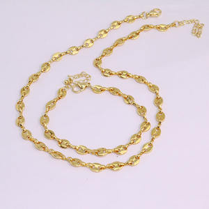 S11166 Colliers Ensembles Bijoux 18K Or Plaqué Nez De Cochon Grain De <span class=keywords><strong>Café</strong></span> <span class=keywords><strong>Maille</strong></span> Lien Chaîne <span class=keywords><strong>Collier</strong></span> et Bracelet parures - Product Image 5