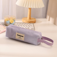 Étui à crayons en toile macaron couleur bonbon personnalisé, style coréen, pochette à fermeture éclair pour les élèves, étui à crayons