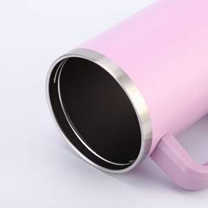 Gobelet isotherme réutilisable en acier inoxydable à double paroi de 40 oz avec logo personnalisé, poignée et paille - Product Image 4