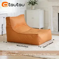 Housse de pouf en forme de L en similicuir moderne OTAUTAU avec housse amovible SF026, aucun rembourrage requis