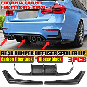 3PCS <b>Car</b> Rear Bumper <b>Diffuser</b> Spoiler Lip Splitter Protector Guard Carbon Fiber Style for BMW F80 M3 F82 M4 2015-2020 - Product Image 1