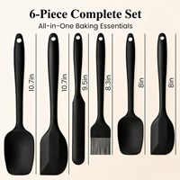 Ensemble d'ustensiles de cuisine en silicone 6 pièces de qualité alimentaire : spatule, cuillère, racloir, pinceau à huile, fouet à œufs pour racler, gâteaux, pâtisserie et cuisson
